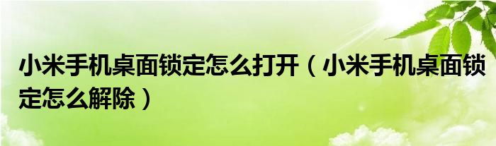 小米手机桌面锁定怎么打开(小米手机桌面锁定怎么解除)