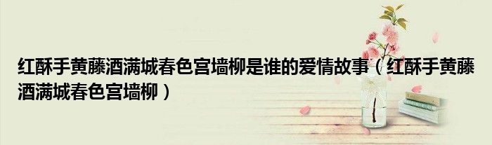 红酥手黄藤酒满城春色宫墙柳是谁的爱情故事(红酥手黄藤酒满城春色宫墙柳)