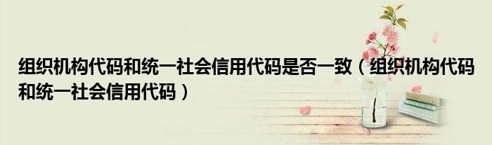 组织机构代码和统一社会信用代码是否一致(组织机构代码和统一社会信用代码)