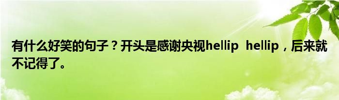 有什么好笑的句子?开头是感谢央视hellip hellip,后来就不记得了。