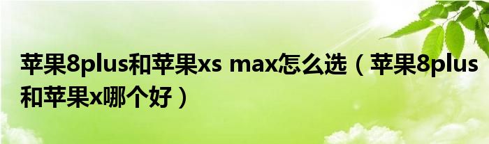 苹果8plus和苹果xs max怎么选(苹果8plus和苹果x哪个好)