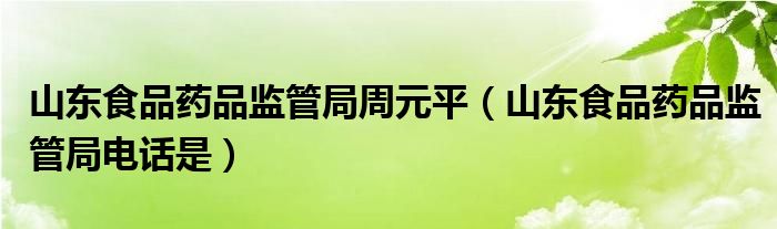 山东食品药品监管局周元平(山东食品药品监管局电话是)