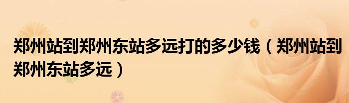 郑州站到郑州东站多远打的多少钱(郑州站到郑州东站多远)
