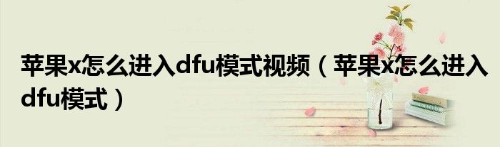 苹果x怎么进入dfu模式视频(苹果x怎么进入dfu模式)