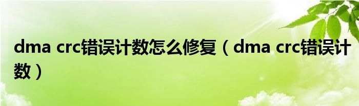 dma crc错误计数怎么修复(dma crc错误计数)