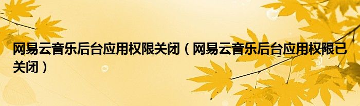 网易云音乐后台应用权限关闭(网易云音乐后台应用权限已关闭)