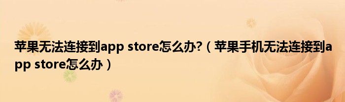 苹果无法连接到app store怎么办?(苹果手机无法连接到app store怎么办)