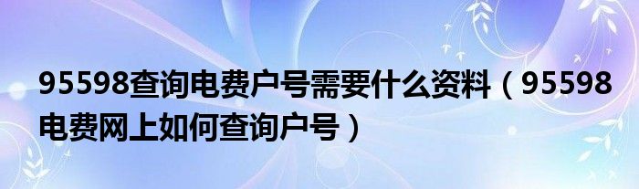 95598查询电费户号需要什么资料(95598电费网上如何查询户号)
