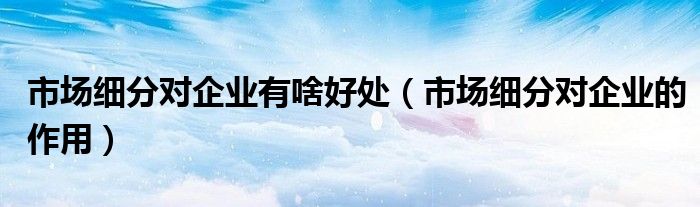 市场细分对企业有啥好处(市场细分对企业的作用)