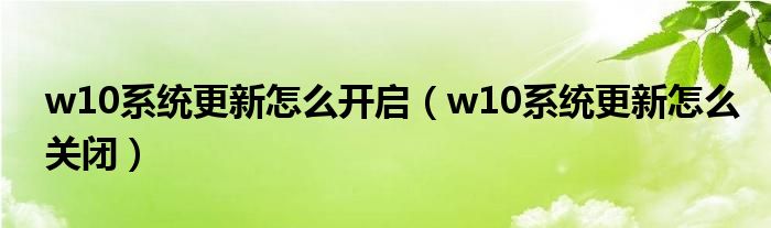 w10系统更新怎么开启(w10系统更新怎么关闭)