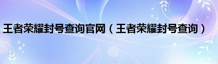 王者荣耀封号查询官网(王者荣耀封号查询)