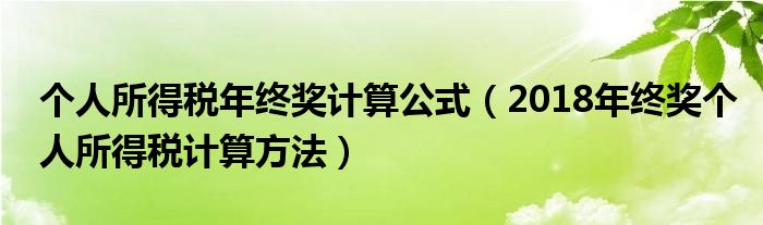 个人所得税年终奖计算公式(2018年终奖个人所得税计算方法)