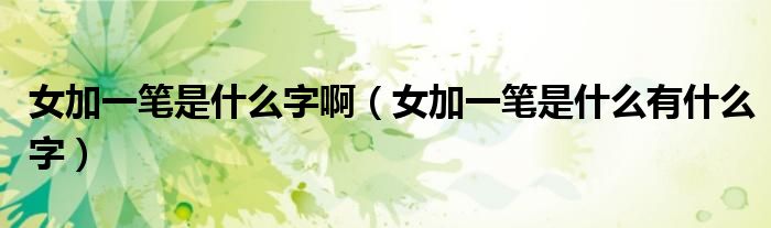 女加一笔是什么字啊(女加一笔是什么有什么字)