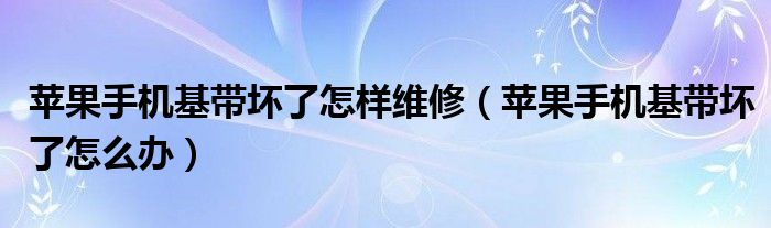 苹果手机基带坏了怎样维修(苹果手机基带坏了怎么办)