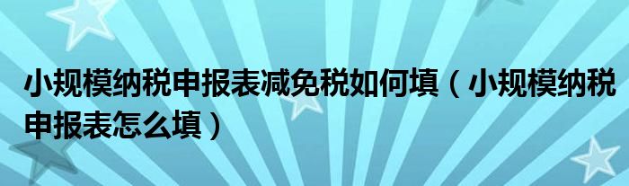 小规模纳税申报表减免税如何填(小规模纳税申报表怎么填)