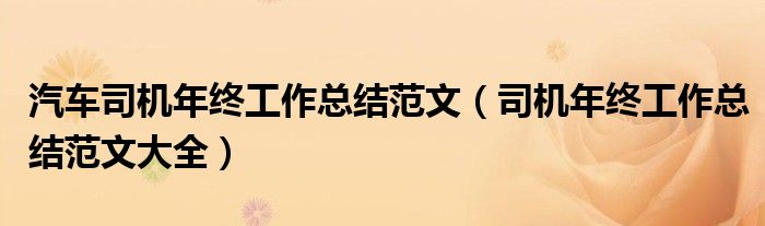 汽车司机年终工作总结范文(司机年终工作总结范文大全)