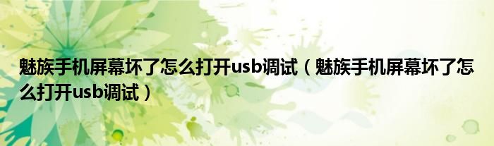 魅族手机屏幕坏了怎么打开usb调试(魅族手机屏幕坏了怎么打开usb调试)