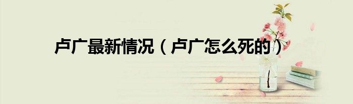 卢广最新情况(卢广怎么死的)