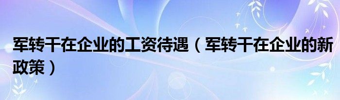 军转干在企业的工资待遇(军转干在企业的新政策)
