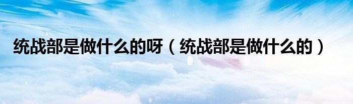 统战部是做什么的呀(统战部是做什么的)