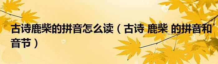 古诗鹿柴的拼音怎么读(古诗 鹿柴 的拼音和音节)