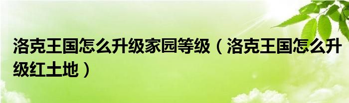 洛克王国怎么升级家园等级(洛克王国怎么升级红土地)