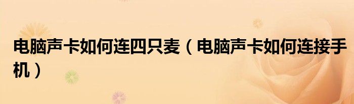 电脑声卡如何连四只麦(电脑声卡如何连接手机)