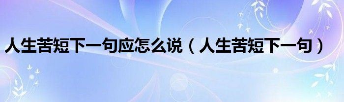 人生苦短下一句应怎么说(人生苦短下一句)