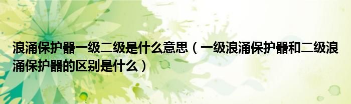 浪涌保护器一级二级是什么意思(一级浪涌保护器和二级浪涌保护器的区别是什么)