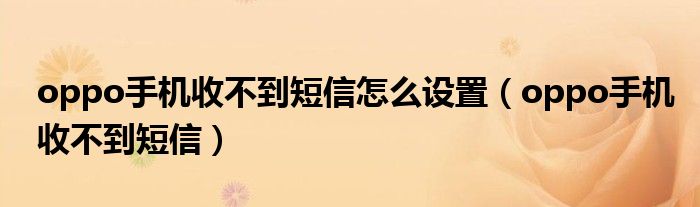 oppo手机收不到短信怎么设置(oppo手机收不到短信)