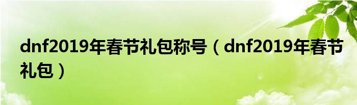 dnf2019年春节礼包称号(dnf2019年春节礼包)
