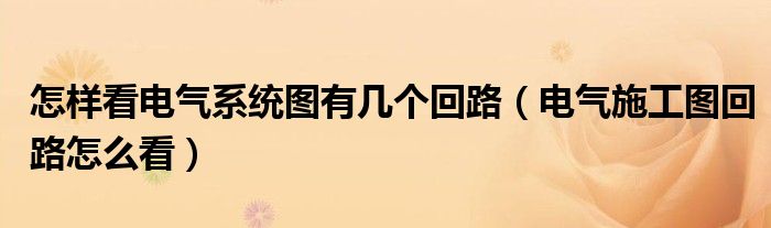 怎样看电气系统图有几个回路(电气施工图回路怎么看)