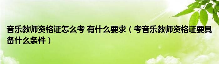 音乐教师资格证怎么考 有什么要求(考音乐教师资格证要具备什么条件)