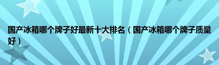 国产冰箱哪个牌子好最新十大排名(国产冰箱哪个牌子质量好)