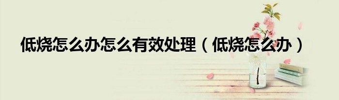 低烧怎么办怎么有效处理(低烧怎么办)
