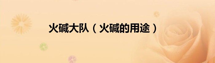 火碱大队（火碱的用途）