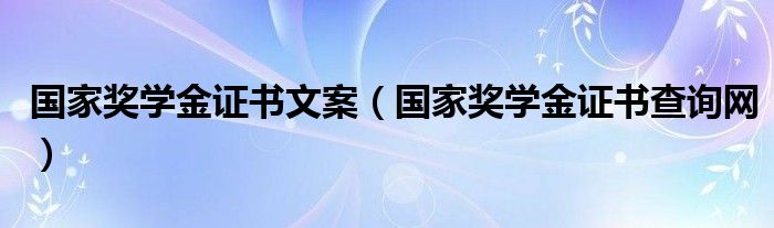国家奖学金证书文案(国家奖学金证书查询网)
