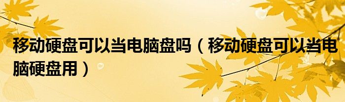 移动硬盘可以当电脑盘吗(移动硬盘可以当电脑硬盘用)