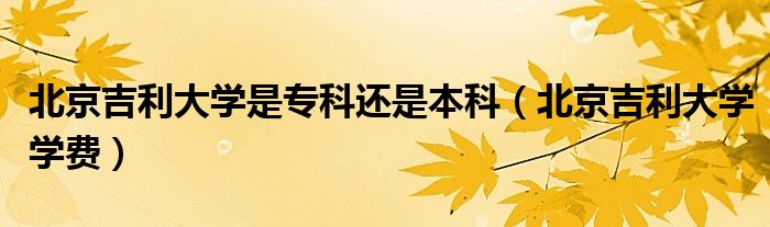 北京吉利大学是专科还是本科(北京吉利大学学费)