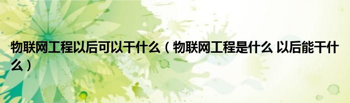 物联网工程以后可以干什么(物联网工程是什么 以后能干什么)