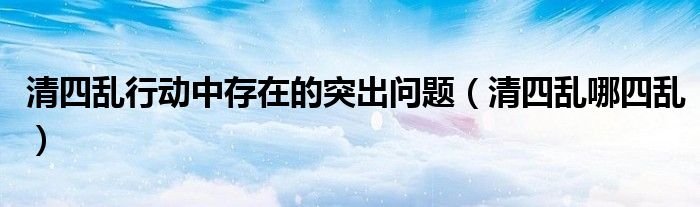 清四乱行动中存在的突出问题(清四乱哪四乱)