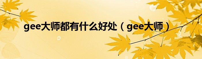 gee大师都有什么好处(gee大师)