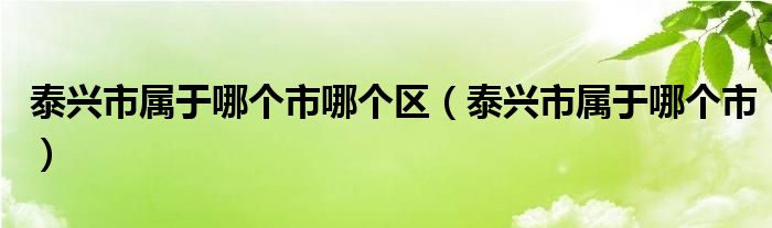 泰兴市属于哪个市哪个区(泰兴市属于哪个市)