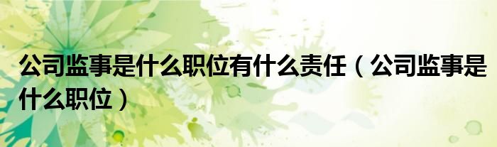 公司监事是什么职位有什么责任(公司监事是什么职位)