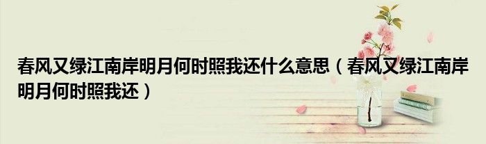 春风又绿江南岸明月何时照我还什么意思(春风又绿江南岸明月何时照我还)