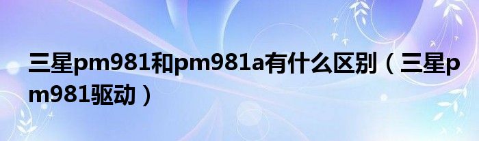 三星pm981和pm981a有什么区别(三星pm981驱动)