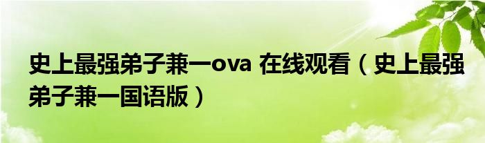 史上最强弟子兼一ova 在线观看(史上最强弟子兼一国语版)