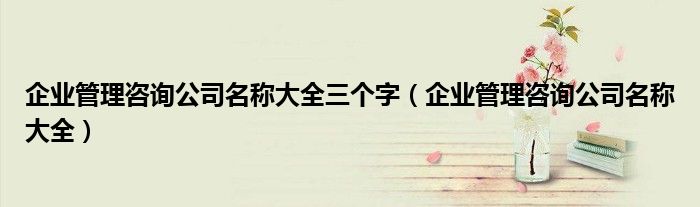 企业管理咨询公司名称大全三个字(企业管理咨询公司名称大全)