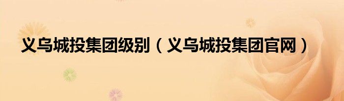 义乌城投集团级别(义乌城投集团官网)
