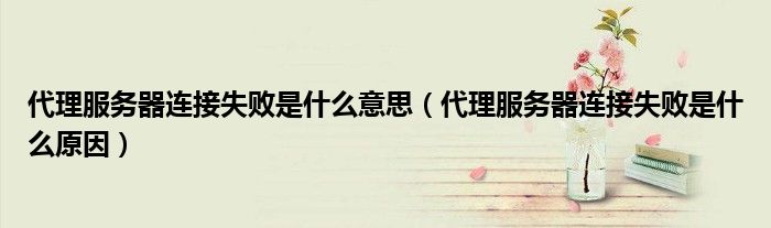 代理服务器连接失败是什么意思(代理服务器连接失败是什么原因)